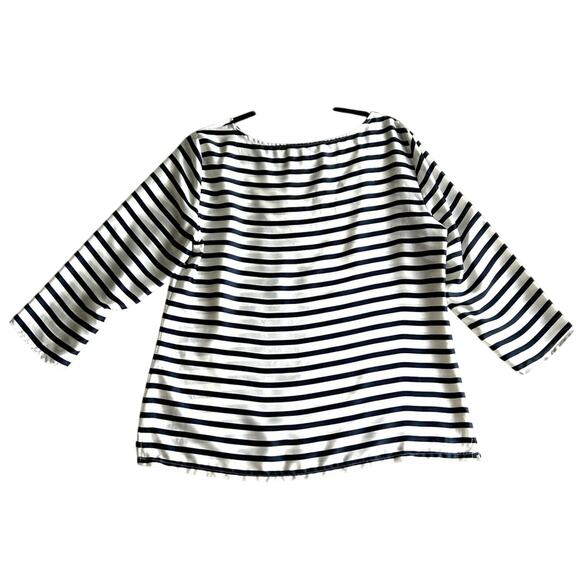 JONES STUDIO Separates Blouse Women's Size 12 Blue/White Striped Shirt Nautical - Picture 2 of 7